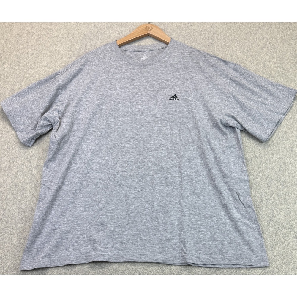 Adidas Mens Crew Neck T-Shirt Heather Gray Short Sleeve Embroidered Logo XL